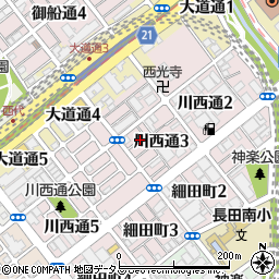 兵庫県神戸市長田区川西通周辺の地図