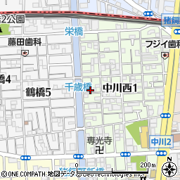 大阪府大阪市生野区中川西1丁目12周辺の地図