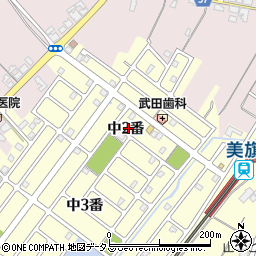 三重県名張市美旗町（中２番）周辺の地図