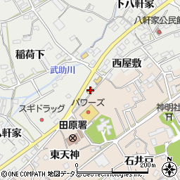 愛知県田原市田原町上八軒家4周辺の地図