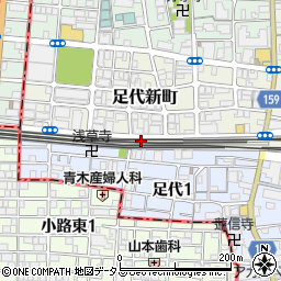 大阪府東大阪市足代新町1-29周辺の地図