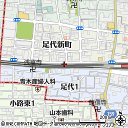 大阪府東大阪市足代新町1-33周辺の地図