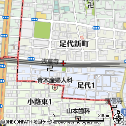 大阪府東大阪市足代新町18-30周辺の地図