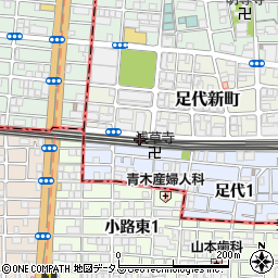 大阪府東大阪市足代新町18周辺の地図