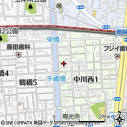 大阪府大阪市生野区中川西1丁目4周辺の地図