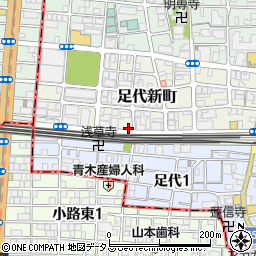 大阪府東大阪市足代新町17-1周辺の地図