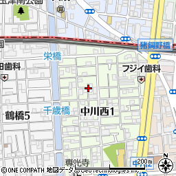 大阪府大阪市生野区中川西1丁目5周辺の地図