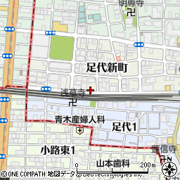 大阪府東大阪市足代新町17-2周辺の地図