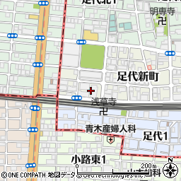 大阪府東大阪市足代新町19周辺の地図