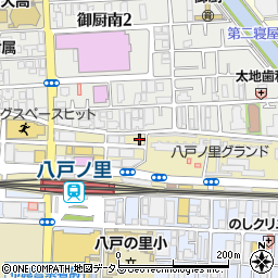 タイムズ八戸ノ里駅前第８駐車場周辺の地図