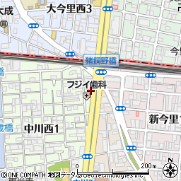 大阪府大阪市生野区中川西1丁目8周辺の地図