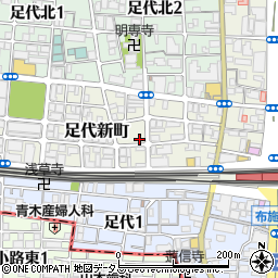 大阪府東大阪市足代新町9-2周辺の地図