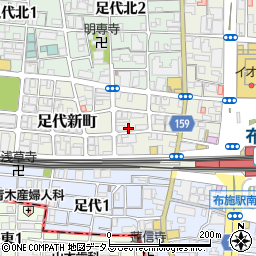 大阪府東大阪市足代新町6-4周辺の地図