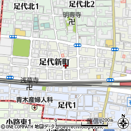 大阪府東大阪市足代新町9-6周辺の地図