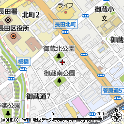 兵庫県神戸市長田区御蔵通5丁目周辺の地図