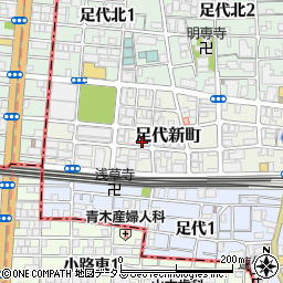 大阪府東大阪市足代新町14-2周辺の地図