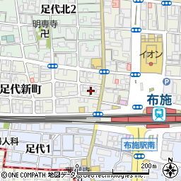 大阪府東大阪市足代新町3周辺の地図