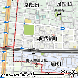 大阪府東大阪市足代新町14周辺の地図