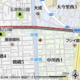 大阪府大阪市生野区中川西1丁目2周辺の地図