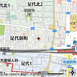 大阪府東大阪市足代新町6周辺の地図