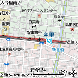 ローソンストア１００近鉄今里駅前店周辺の地図