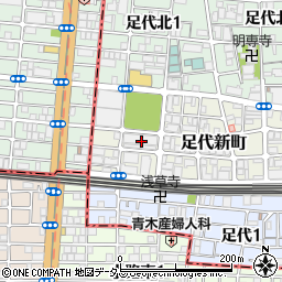 大阪府東大阪市足代新町22周辺の地図