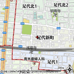 大阪府東大阪市足代新町14-13周辺の地図