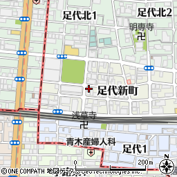 大阪府東大阪市足代新町14-10周辺の地図