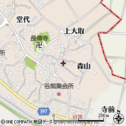 愛知県田原市谷熊町森山周辺の地図