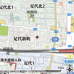 大阪府東大阪市足代新町6-9周辺の地図