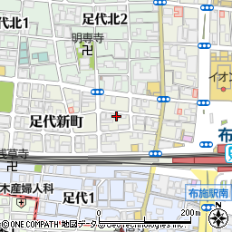 大阪府東大阪市足代新町6-14周辺の地図