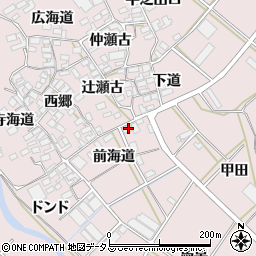 愛知県田原市野田町前海道周辺の地図