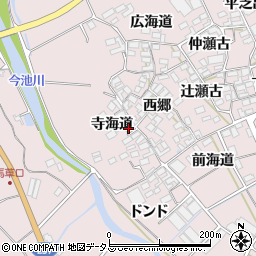 愛知県田原市野田町寺海道周辺の地図