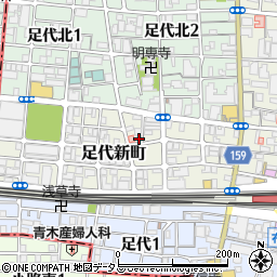 大阪府東大阪市足代新町11-1周辺の地図