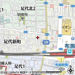 大阪府東大阪市足代新町4-6周辺の地図