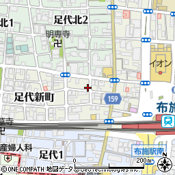 大阪府東大阪市足代新町5-17周辺の地図