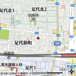 大阪府東大阪市足代新町5-7周辺の地図