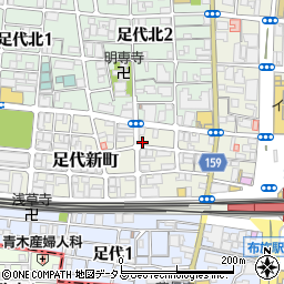 大阪府東大阪市足代新町5-6周辺の地図