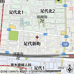 大阪府東大阪市足代新町11周辺の地図