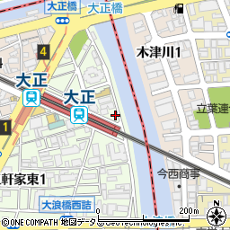リパークＪＲ大正駅前駐車場周辺の地図