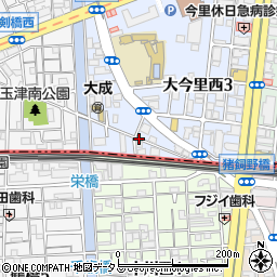 大阪府大阪市東成区大今里西3丁目15周辺の地図