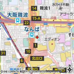大阪府大阪市中央区難波周辺の地図