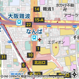 大阪府大阪市中央区難波周辺の地図