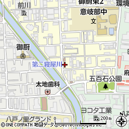 タイムズ東大阪御厨東駐車場周辺の地図