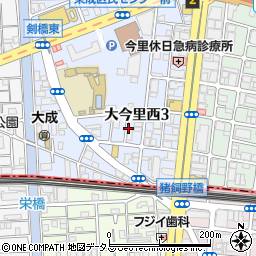 大阪府大阪市東成区大今里西3丁目12周辺の地図