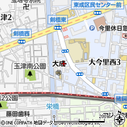 大阪府大阪市東成区大今里西3丁目周辺の地図