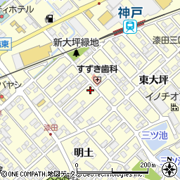 愛知県田原市神戸町新大坪38-5周辺の地図