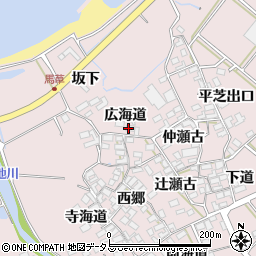 愛知県田原市野田町広海道周辺の地図
