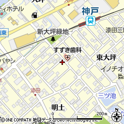 愛知県田原市神戸町新大坪38-7周辺の地図