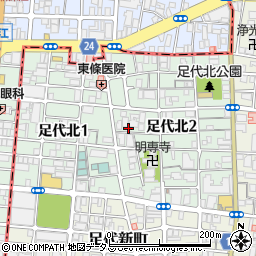 大阪府東大阪市足代北周辺の地図